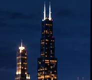 Chicago skyline at night with the Willis Tower