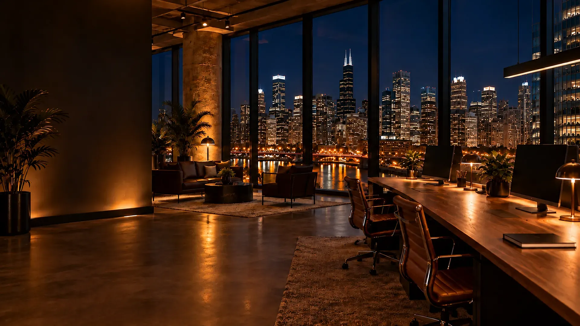 Overnight Website - FAQ: webdesign.onl, web design studio overlooking downtown Chicago at night